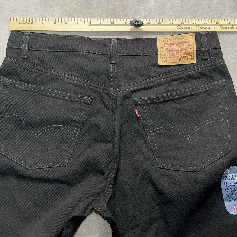 Vintage Levi's Jeans Mens 38x30 Black 550 Relaxed Fit Tapered Deadstock Mexico